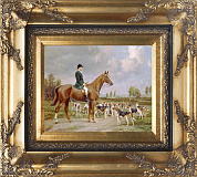 Картина "Охотник на лошади" 20*25см + багет №43